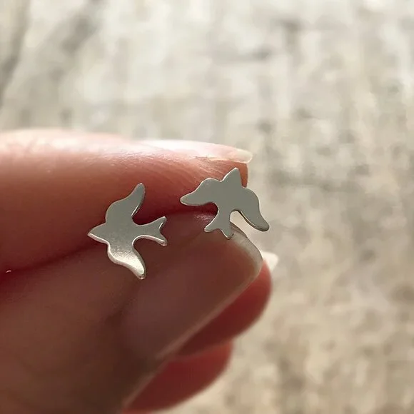 Sterling Silver Bird Earrings - Picture 1 of 3